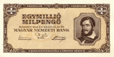 1946 Hungarian 1,000,000 Milpengő NEW CRISP UNC Banknote P-128 (One Trillion Pengő) Hyperinflation Icon