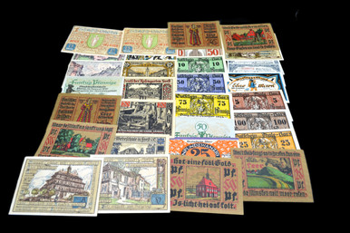 1920s Germany Notgeld Multi Denomination Mark Banknotes 30-Note Variety Set (3)