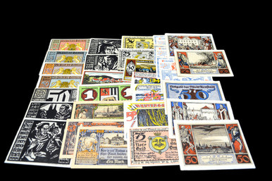 1920s Germany Notgeld Multi-Denomination Mark Banknotes 30-Note Variety Set (6)