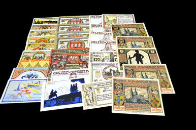 1920s Germany Notgeld Multi Denomination Mark Banknotes 30-Note Variety Set (8)