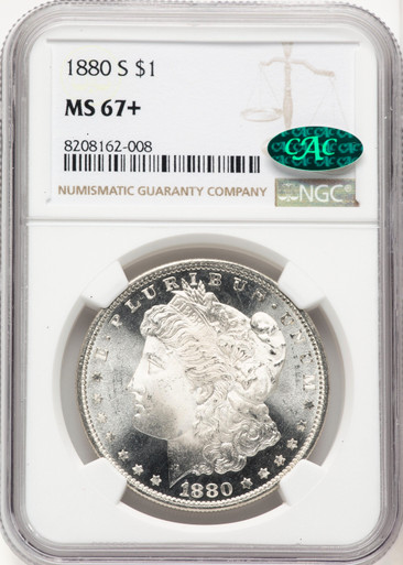 1880-S Morgan Silver Dollar NGC MS67+ CAC Great Luster Super Frosty