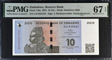 2024 Zimbabwe 10 ZiG P-110a PMG 67 EPQ Superb Gem Uncirculated