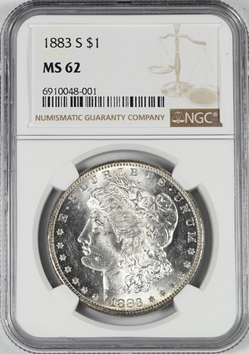 1883-S Morgan Silver Dollar NGC MS62 Low Mintage Rare Great Luster Super Frosty
