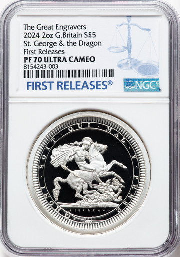 2024中国5元ドラゴン銀貨PCGSPR70DCAM(完全未使用)［最高鑑定] 2024 GB Silver 2oz £5 NGC PR70UC | Planet Banknote
