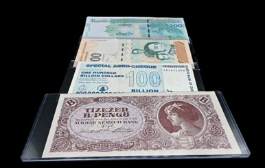 4-Note Set: 100 Billion $ Zim, 500 M Digitales Ven, 2 M Rial IRR & 10 K B-Pengő HU