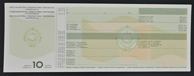 1980s Yugoslavia 10 Dinara Socialist Era Payment Order Pack of 100 UNC Consecutive Notes