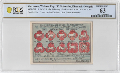 ND (1921) Germany Eisenach 50 Pfennig Notgeld “Das Männliche Geschlecht” PCGS 63 UNC