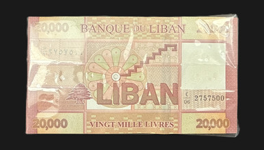 2019 100× Lebanon 20 000 Livres Banknotes UNC Crisp Pack Bundle ₤20,000 LBP