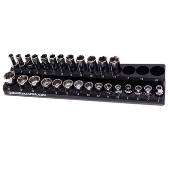 Black Magnetic Metric 3/8" Drive Socket Organizer