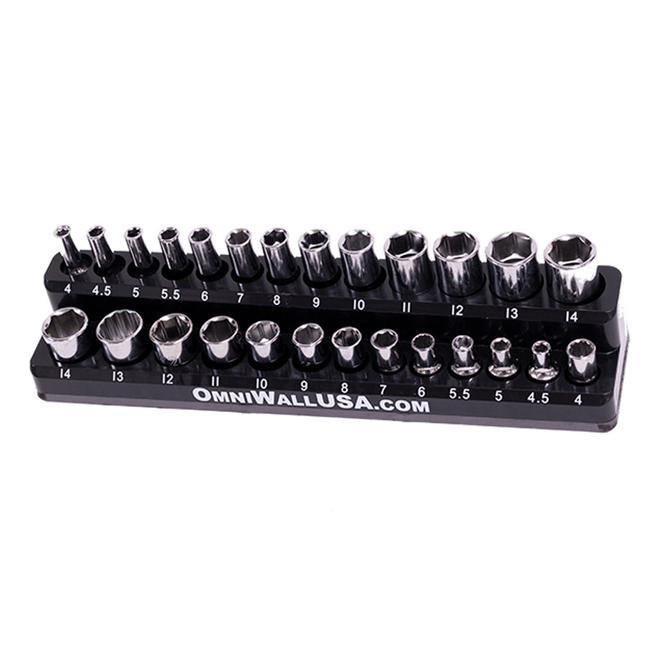 Black Magnetic Metric 1/4" Drive Socket Organizer