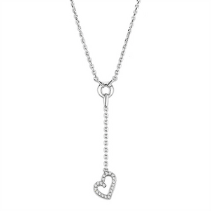 3W425 - Rhodium Brass Necklace with AAA Grade CZ  in Clear A874-3W425