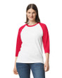  Adult 3/4 Raglan T-Shirt (White / Red)