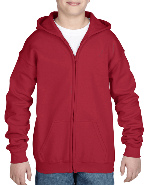 Youth Full Zip Hooded Sweatshirt (Cardinal Red)