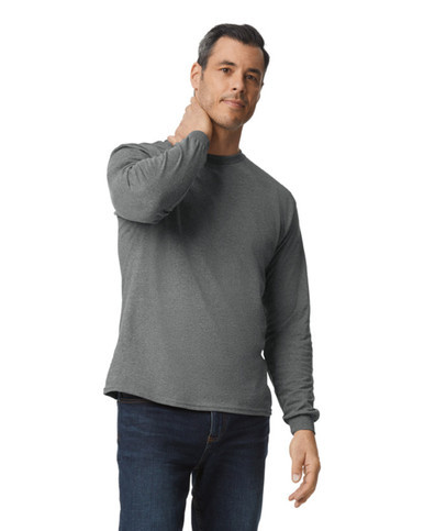 Gildan G8400 Maglietta Maniche Lunghe Uomo - Confezione Da 2 - Colore Arancione - Taglia XL - Tessuto DryBlend Traspirante