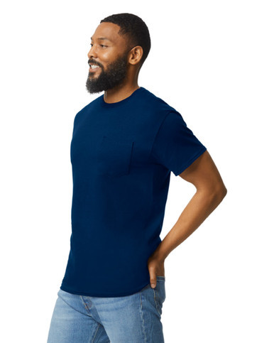 Gildan Men's Ultra Cotton T-Shirt 2-Pack With Pocket - XL Size In Black & Charcoal, Heavyweight Comfort