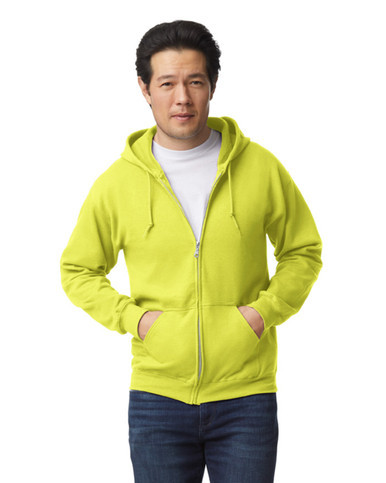 Adult Full Zip Hooded Sweatshirt (Safety Green)