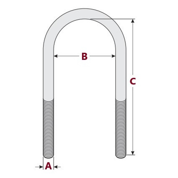 9/16 x 4 x 11-1/2 Round U Bolt