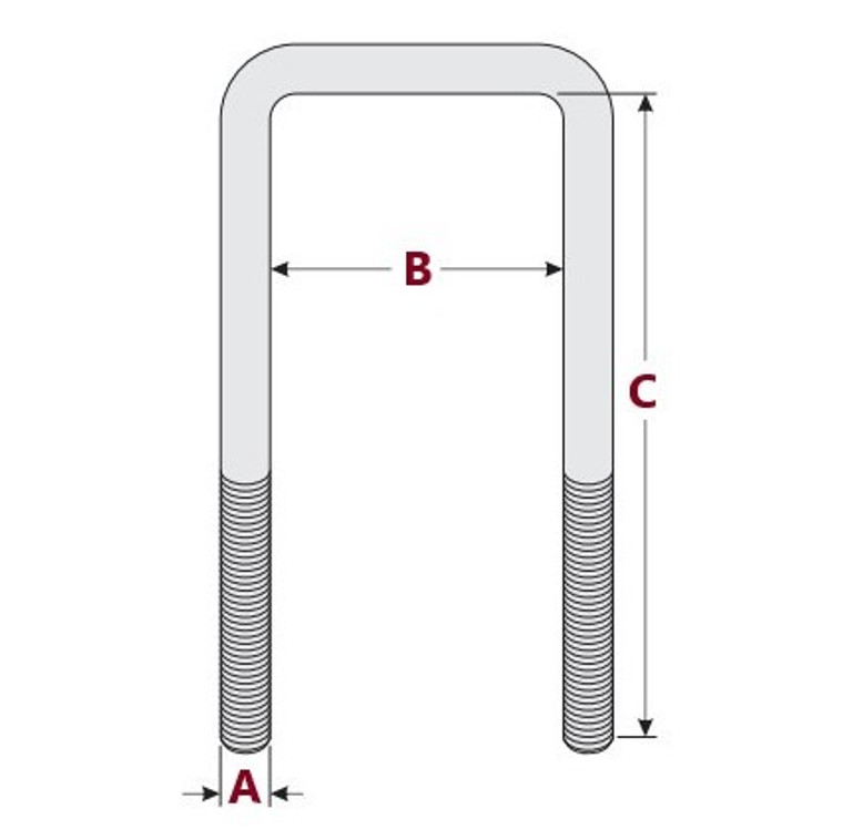 9/16 x 2-1/2 x 7-1/2 Square U Bolt