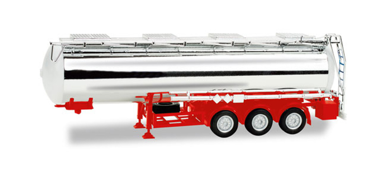 HO 1:87 Herpa # 76456-002 - 3-Axle Chrome Tank Trailer - Feldbinder