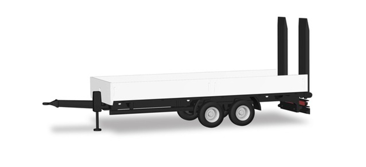 HO 1:87 Herpa # 76913 - 2-axle Utility Trailer w/sides & Ramps White/Black