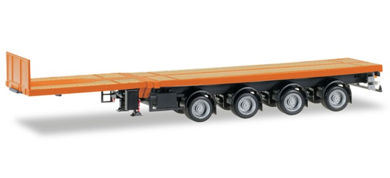 HO 1:87 Herpa # 76203-007 - 4-axle Telescoping Flat Bed Trailer – Orange