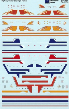 HO 1:87 Microscale 87-281 Highway Tractor Striping & Flames 1960's Decals