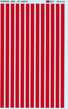 HO 1:87 Microscale PS-5-1/4 Parallel Stripes 1/4" Wide Red Decals