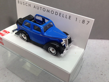 HO 1/87 Promotex # 6552 - 1940's Era Ford Convertible - Busch Blue