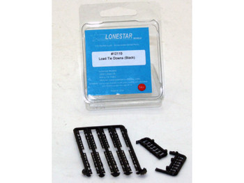 HO 1:87 Lonestar 12119 Load Tie Downs, Chains 15 pc. 2 Roll Ups - Black