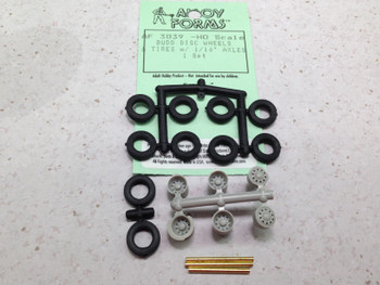 HO 1:87 Alloy Forms # 3039 Budd Disc Wheel Rims, Tires, Axles set