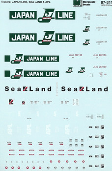 HO 1:87 Microscale 87-311 Asst. 20-40' Containers Japan, APL, Sealand Decals