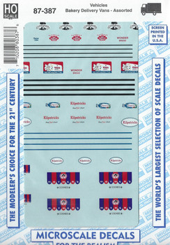 HO 1:87 Microscale 87-387 Delivery Vans Wonder Bread, Mothers, Kilpatricks Decals