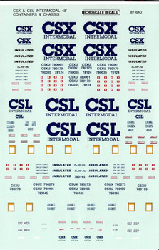 HO 1:87 Microscale 87-640 CSX - CSL 48' Container Decals
