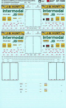 HO 1:87 Microscale 87-1500 CH Robinson & JB Hunt 53' Container & Chassis Decals