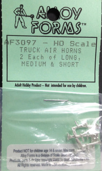 HO 1:87 Alloy Forms # 3097 Air Horns - long, medium, short (2 sets each size)