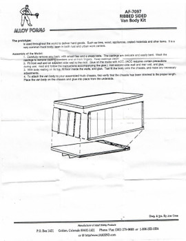 HO 1:87 Alloy Forms # 7097 - Rib Sided Van Body KIT