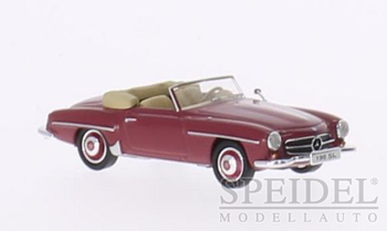 HO 1:87 Ricko # 38093 Mercedes 190 SL (W121 BII) Dark Red Top Down 