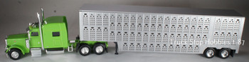 HO 1:87 TSH # 50608 Peterbilt 389 w/Silver Cattle Trailer - Lime Green Tractor