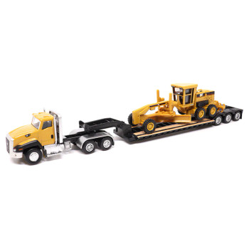 HO 1:87 Diecast Masters 84414 Cat CT 600 Day Cab Tractor w/Lowboy trailer/163H Motor Grader