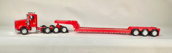 HO 1:87 TSH 671488 Kenworth T800 3-Axle Tractor w/3-axle lowboy trailer - RED