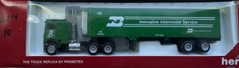 HO 1:87 Promotex 6014 Freightliner COE  w/40' Dry Van Trailer BURLINGTON INTERMODAL