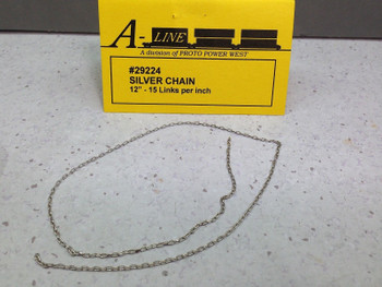 HO 1:87 A-Line # 29224 Nickel Plated Chain 12'' - 15 Links per inch