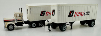 HO 1:87 Con-Cor 1029 Peterbilt Cab w/2-27' Dry Van Trailers - TRANSCON