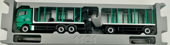 HO 1:87 Herpa MAN TGX 26.540 Log Truck/Trailer W/Hoist - GREEN/SILVER