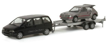 HO 1:87 Herpa 23481 - Peugeot 806 Van w/Trailer And Peugeot 205 Auto