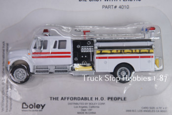 HO 1:87 Boley 4010W International Crew Cab Fire Pumper - WHITE