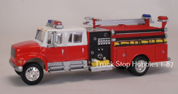 HO 1:87 Boley 4010RW International Crew Cab Fire Pumper - RED/WHITE