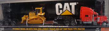 HO 1:87 Norscot 55416 - Peterbilt 389 SC w/TrailKing Trailer w/Cat 5DM Dozer - RED/BLACK