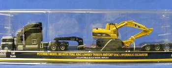 HO 1:87 Norscot 55415 - Peterbilt 389 SC w/TrailKing Trailer w/Cat 315C Excavator - BLACK