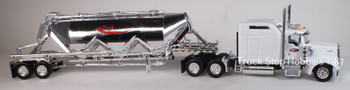 HO 1:87 TNS # 032S - Kenworth 900 - White w/Chrome Pneumatic Trailer - RED ZONE